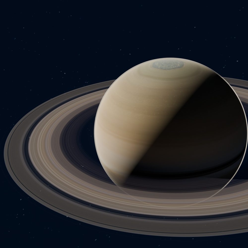 Saturn and its rings, rendered in Blender for Starfall